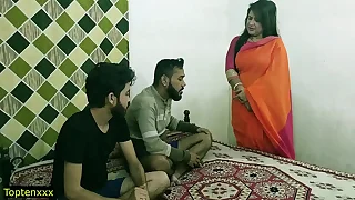 Indian hot xxx triple sex! Malkin aunty with the addition of two young boy hot sex! unmistakable hindi audio